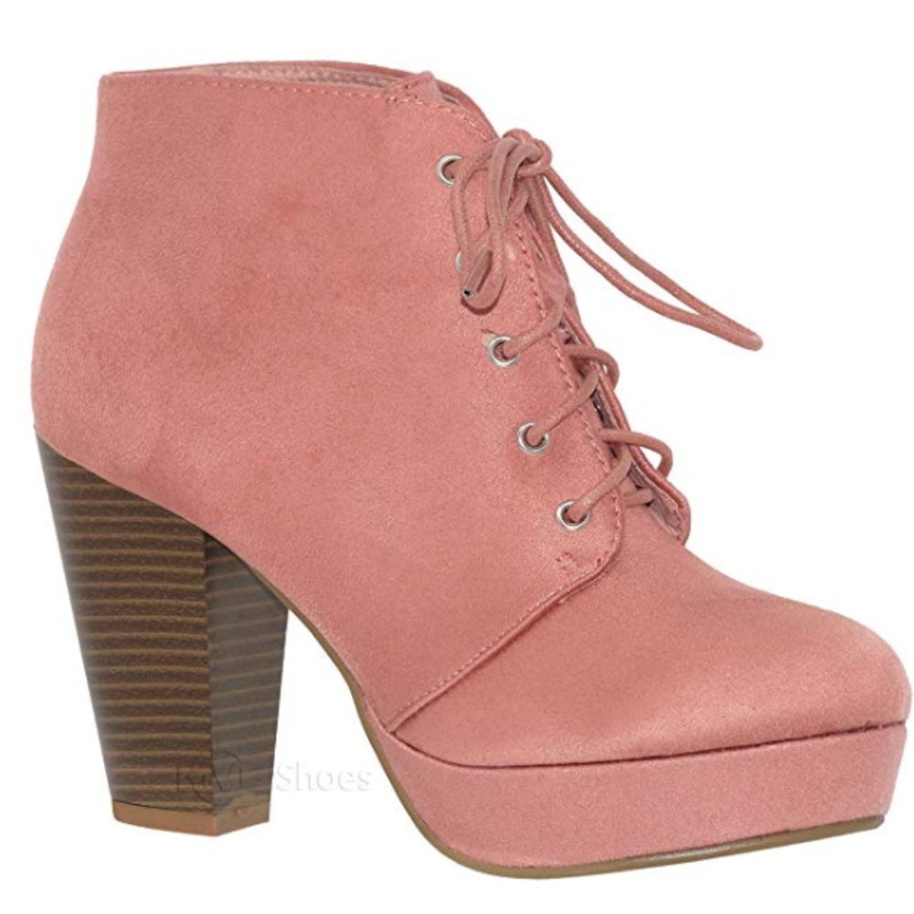 GARLAND Peachy Pink Heeled Ankle Booties - Picture 2 of 7